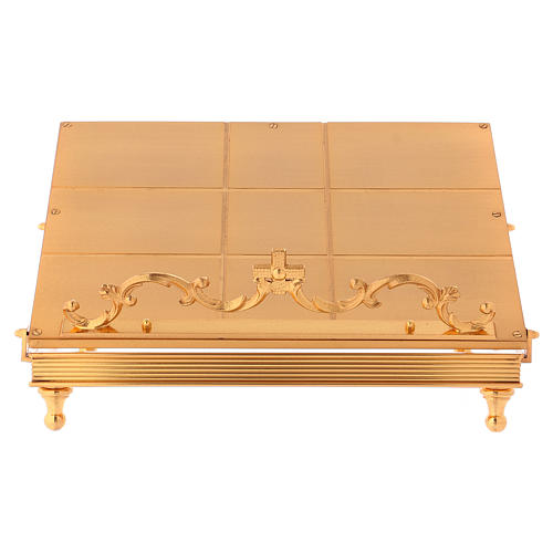 Gold-plated brass book stand with cross 1