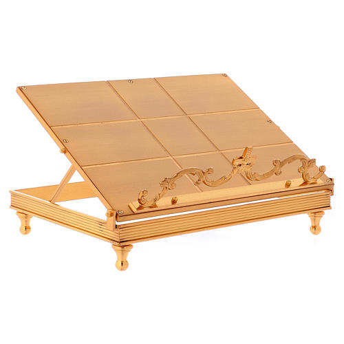 Gold-plated brass book stand with cross 5
