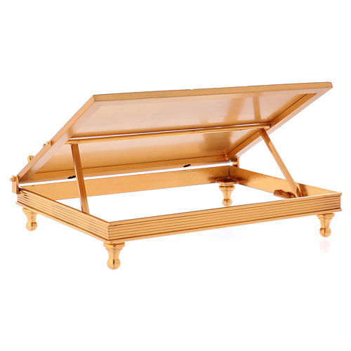 Gold-plated brass book stand with cross 7
