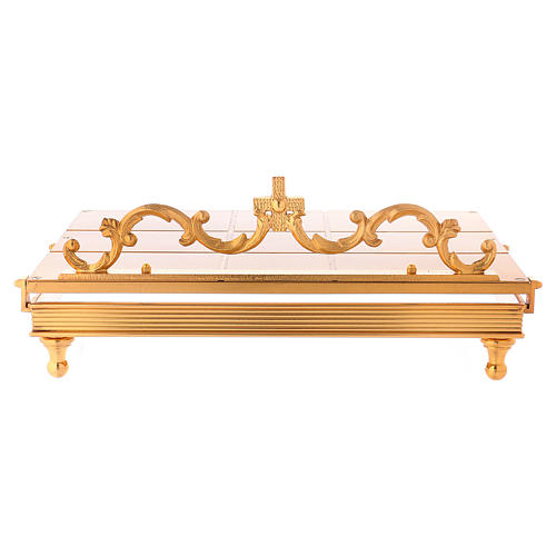 Gold-plated brass book stand with cross 8