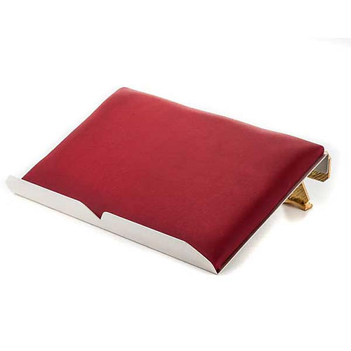 Brass book stand with cushion and cross 2
