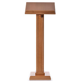 Lectern in walnut wood with squared pedestal, honey colour