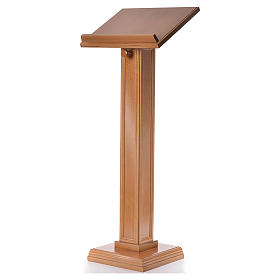 Lectern in walnut wood with squared pedestal, honey colour