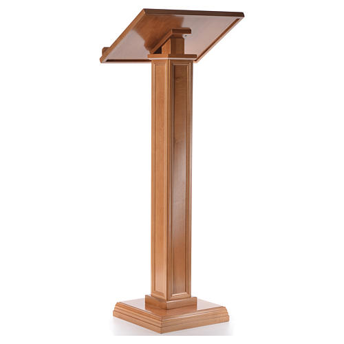 Lectern in walnut wood with squared pedestal, honey colour 7