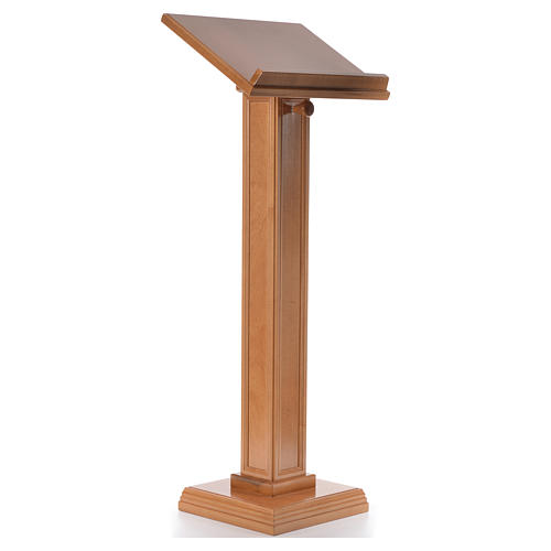 Lectern in walnut wood with squared pedestal, honey colour 8