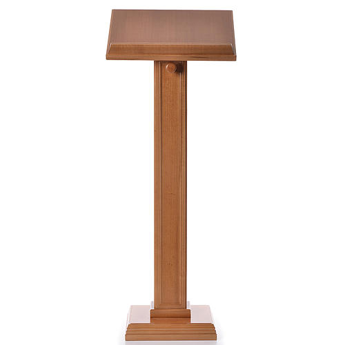 Lectern in walnut wood with squared pedestal, honey colour 1