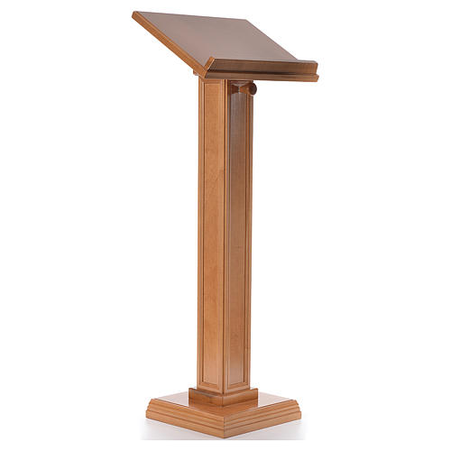Lectern in walnut wood with squared pedestal, honey colour 4