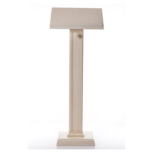 Lectern in walnut wood with squared pedestal, ivory colour 1