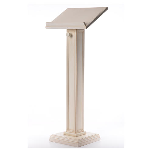 Lectern in walnut wood with squared pedestal, ivory colour 2