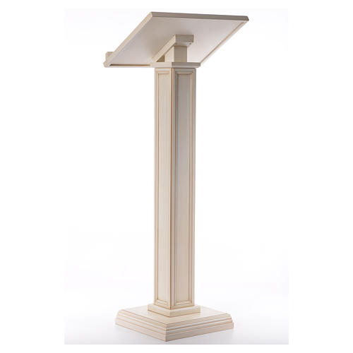 Lectern in walnut wood with squared pedestal, ivory colour 3