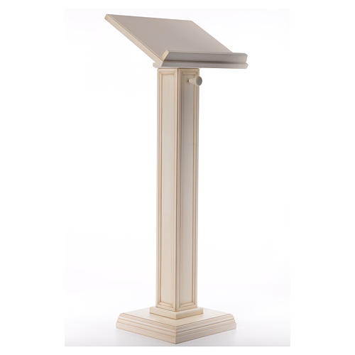 Lectern in walnut wood with squared pedestal, ivory colour 4