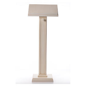 Lectern in walnut wood with squared pedestal, ivory colour