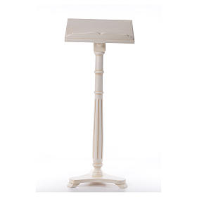Lectern in walnut wood with round pedestal, ivory colour