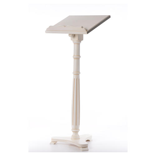 Lectern in walnut wood with round pedestal, ivory colour 2