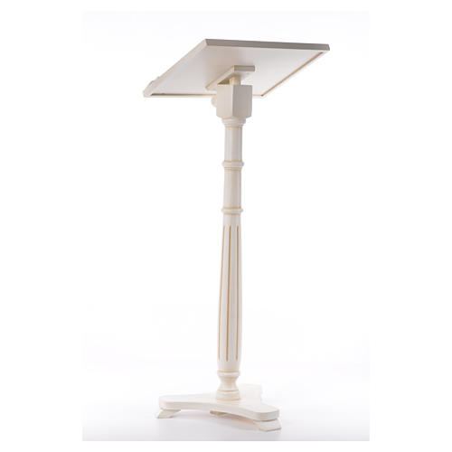 Lectern in walnut wood with round pedestal, ivory colour 3
