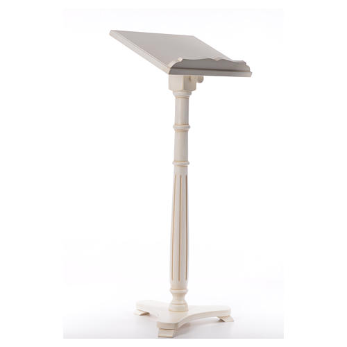 Lectern in walnut wood with round pedestal, ivory colour 4