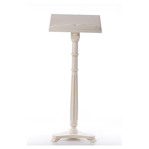 Lectern in walnut wood with round pedestal, ivory colour 1