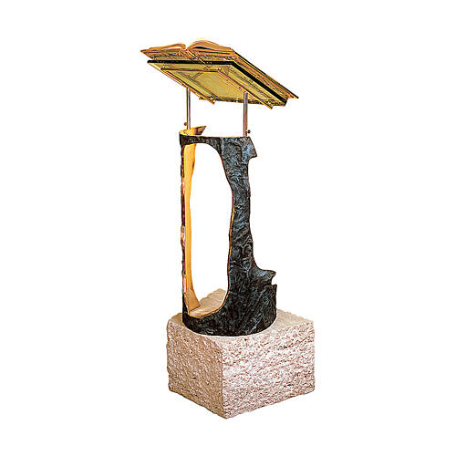 Estante de leitura bronze mármore travertino Molina 1
