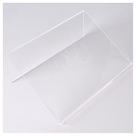 Tischpult aus Plexiglas, mit Gravur Friedenslamm, 25x35 cm