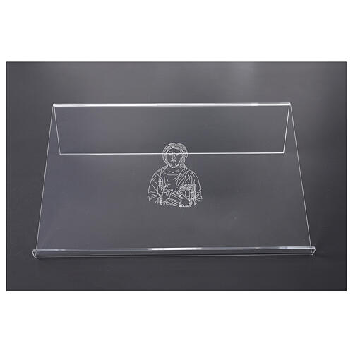 Tischpult aus Plexiglas, mit Gravur Christusdarstellung, 45x30 cm 1