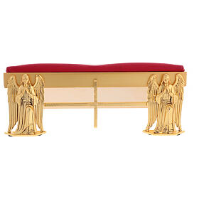 Table lectern in gilded brass with fabric cushion and angels