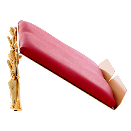 Table lectern in gilded brass with fabric cushion and angels 5