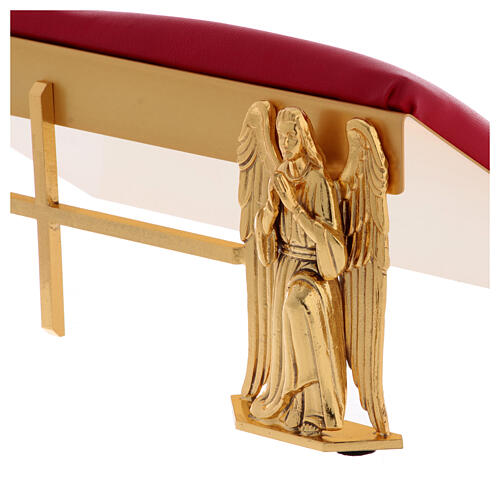 Golden brass book stand, cushion and angels 2
