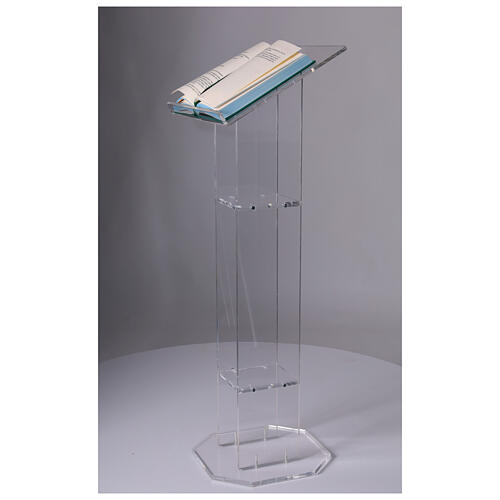 Atril de columna de plexiglás transparente de 115 cm desmontable 1
