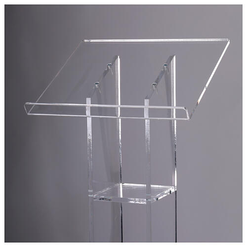 Estante de leitura em coluna desmontável de acrílico transparente 115 cm 4