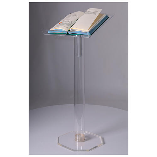 Atril de columna ajustable plexiglás transparente 115 cm desmontable 1