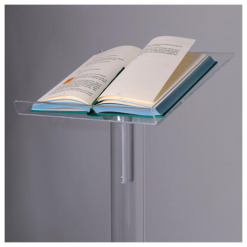Atril de columna ajustable plexiglás transparente 115 cm desmontable 2