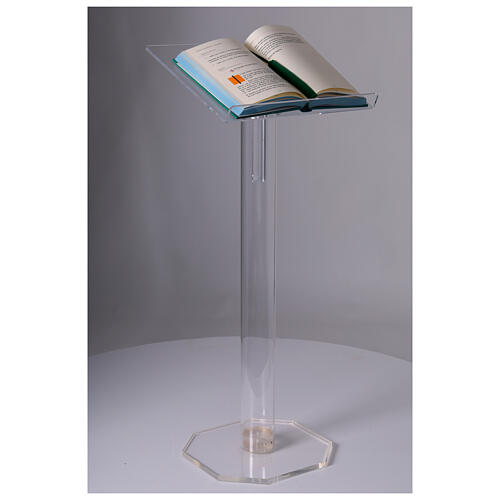 Atril de columna ajustable plexiglás transparente 115 cm desmontable 3