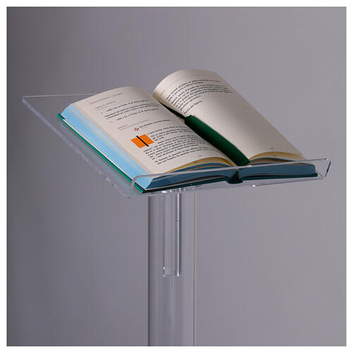 Atril de columna ajustable plexiglás transparente 115 cm desmontable 4