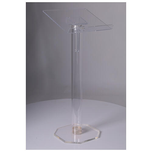 Atril de columna ajustable plexiglás transparente 115 cm desmontable 5