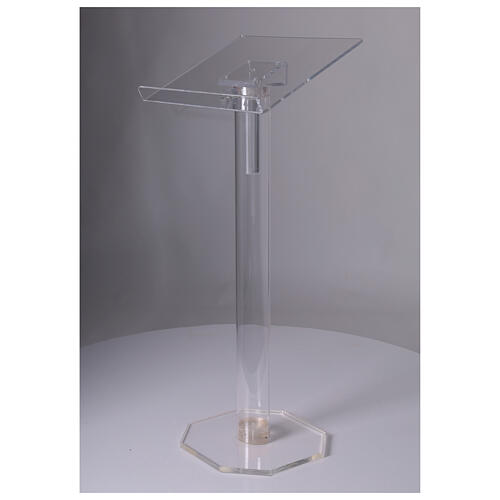 Atril de columna ajustable plexiglás transparente 115 cm desmontable 7