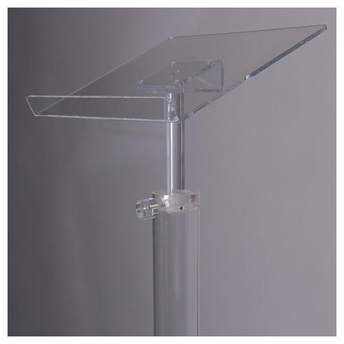 Atril de columna ajustable plexiglás transparente 115 cm desmontable 9