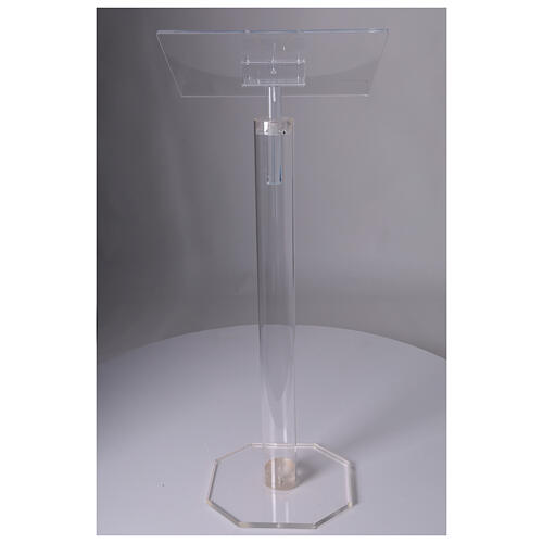 Atril de columna ajustable plexiglás transparente 115 cm desmontable 11