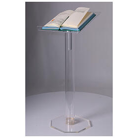 Pupitre à colonne réglable en plexiglas transparent 115 cm démontable