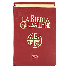 "Bibbia di Gerusalemme" (Biblia de Jerusalén) cuero ed. de bolsillo rojo