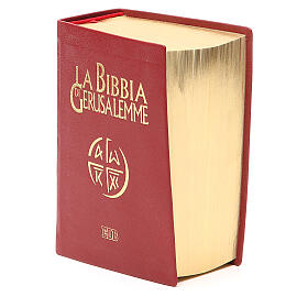 "Bibbia di Gerusalemme" (Biblia de Jerusalén) cuero ed. de bolsillo rojo