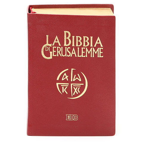 "Bibbia di Gerusalemme" (Biblia de Jerusalén) cuero ed. de bolsillo rojo 1