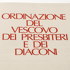 "Ordinazione del Vescovo, dei Presbiteri, dei Diaconi" (Ordenación del Obispo, de los Presbíteros y de los Diáconos)