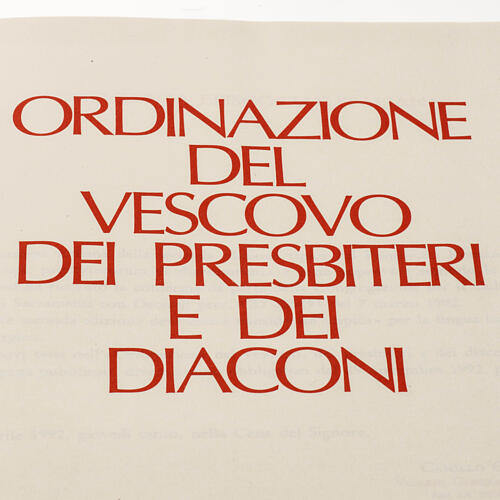 "Ordinazione del Vescovo, dei Presbiteri, dei Diaconi" (Ordenación del Obispo, de los Presbíteros y de los Diáconos) 2