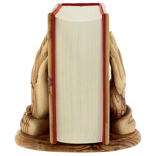 Bibelständer aus Olivenholz mit Händen – 21 cm, handgefertigt in Betlehem, mit „La Bibbia di Gerusalemme“ (italienische Ausgabe) 8