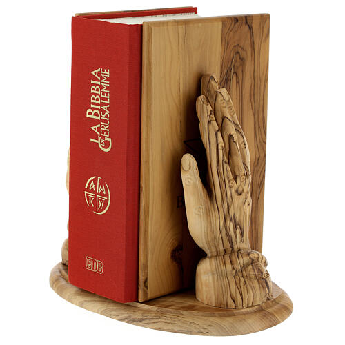 Bible holder olive wood handmade Bethlehem hands 21 cm 2