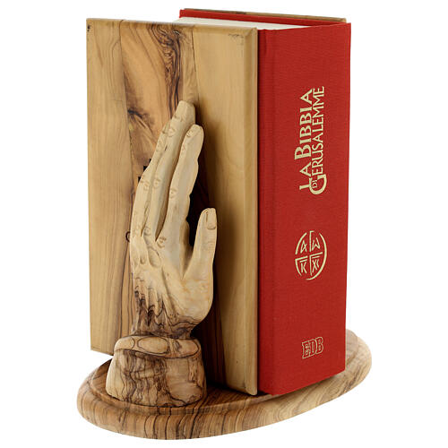Porta Bibbia legno ulivo mani Betlemme fatto a mano 21 cm 3