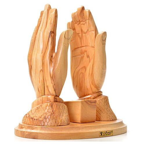 Gospel holder hands in olive wood with olive wood plates 10