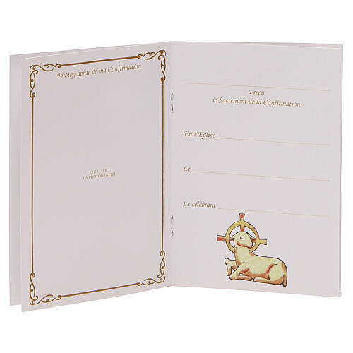 STOCKKonfirmationssouvenir-Büchlein AUF FRANZŐSISCH mit hellblauem Rosenkranz 3