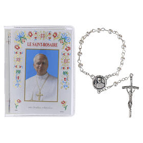 The Holy Rosary Booklet Pope Leo XIV with Glass Rosary, FRENCH LANGUAGE