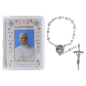 Büchlein „Der Heilige Rosenkranz“, Papst Leo XIV, mit Glasrosenkranz – SPANISCHE SPRACHE